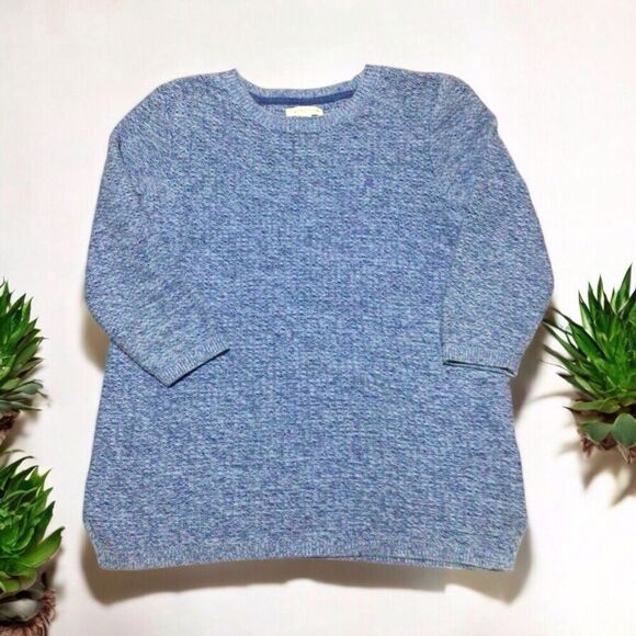 Croft & Barrow, Blue, 100% Cotton Pullover Sweater with 3/4 Sleeves, size Medium - Picture 1 of 6
